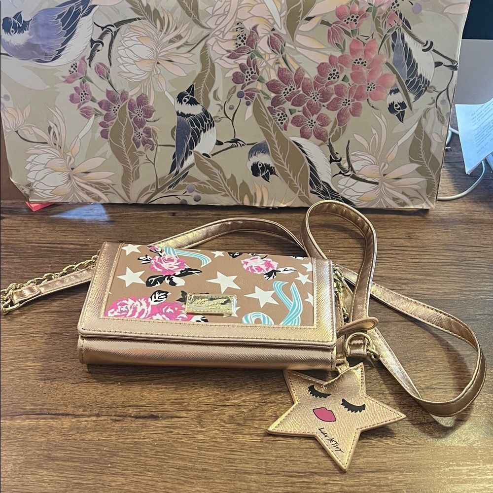 Betsey Johnson Gold FloralβStar Clutch
